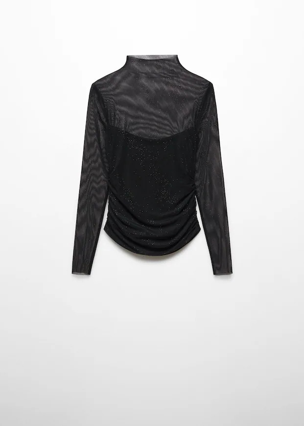 Sparkly mesh t-shirt -  Women | Mango USA | MANGO (US)