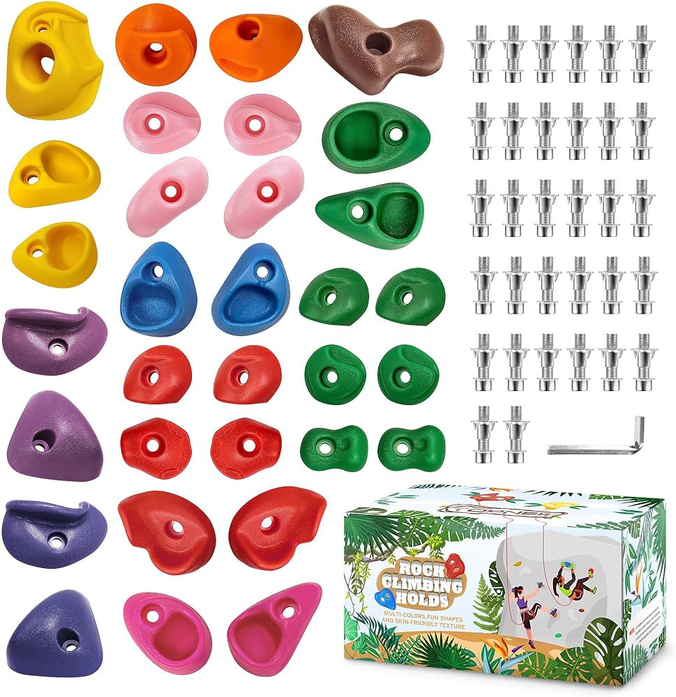 TOPNEW 32 Rock Climbing Holds Multi Size for Kids, Adult Rock Wall Holds Climbing Rock Wall Grips... | Amazon (US)