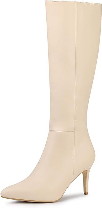 Allegra K Women's High Heels Pointed Toe Stiletto Heel Knee High Boots | Amazon (US)