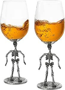 The Wine Savant Stemmed Skeleton Wine Glass Set of 2 12oz Halloween Skeleton Glasses 10" H, Goth ... | Amazon (US)