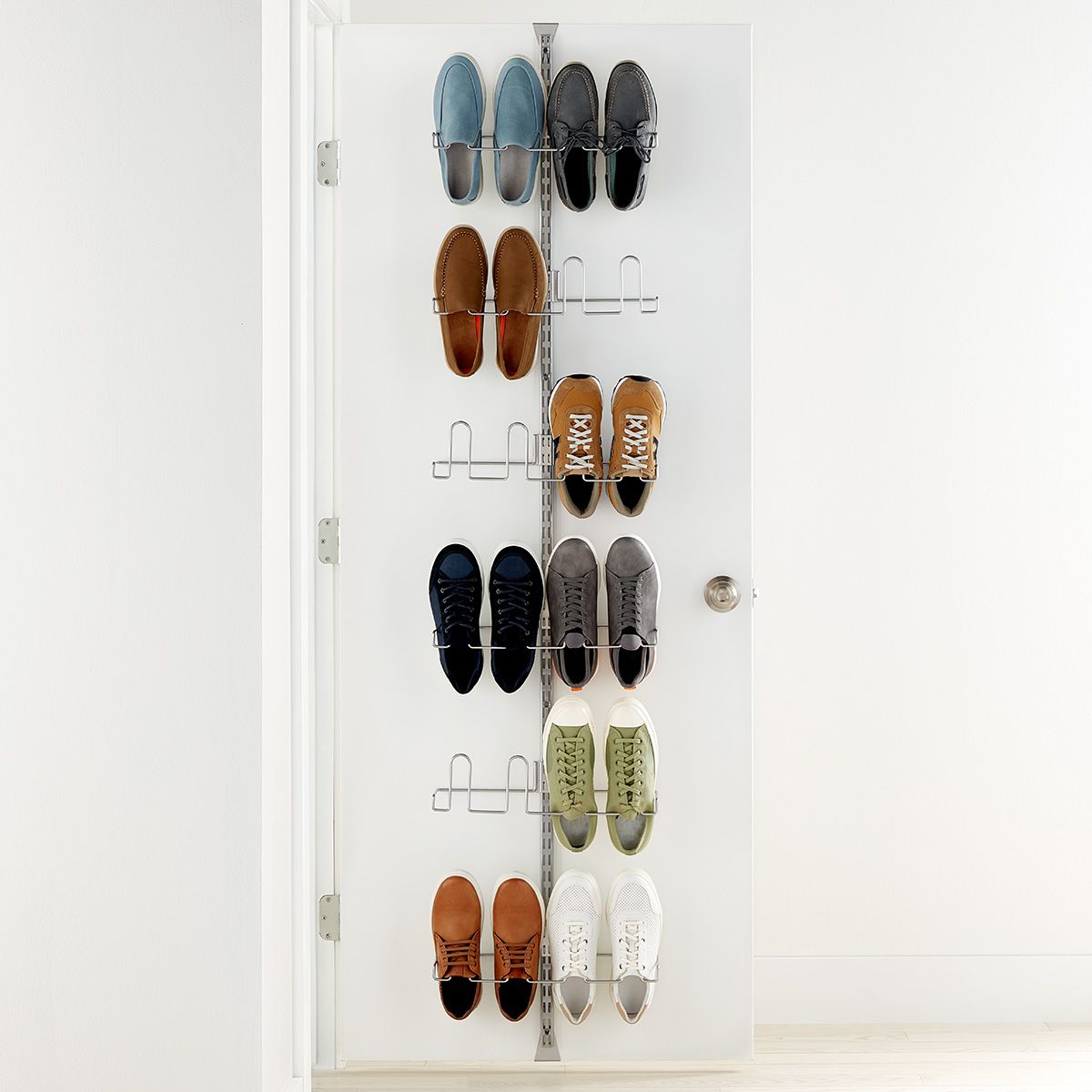 Elfa Utility Shoe Over the Door Rack Solution Platinum | The Container Store