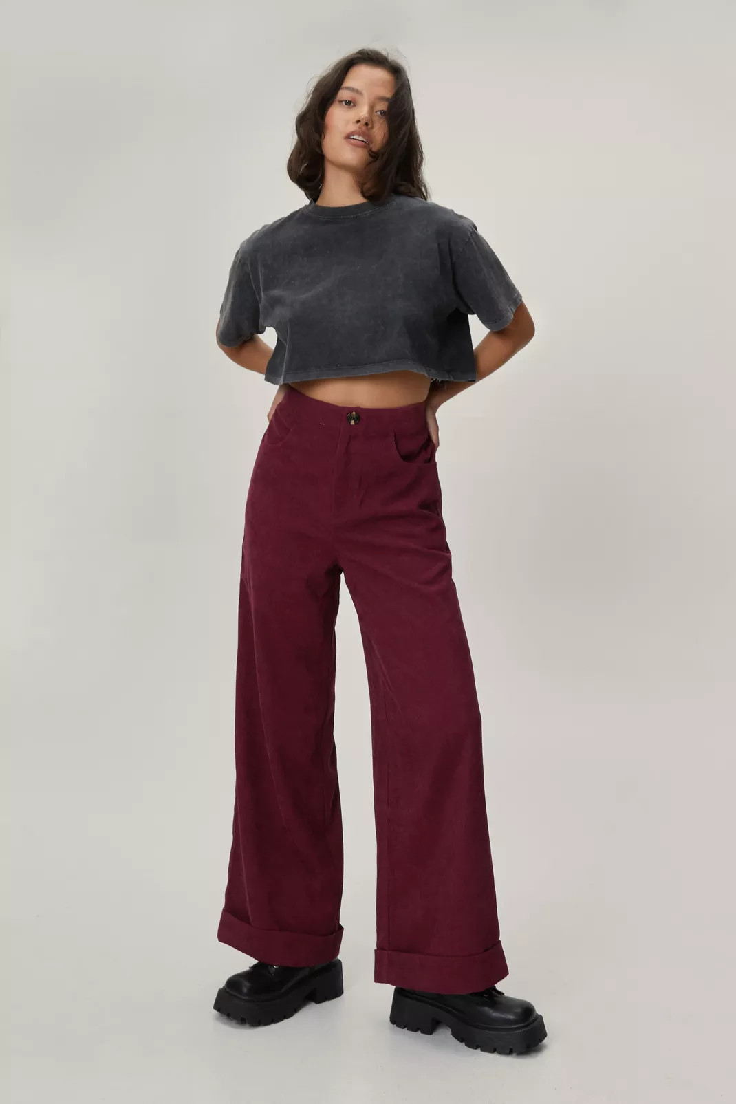 Petite Corduroy Wide Leg Trousers | NastyGal (UK, IE)