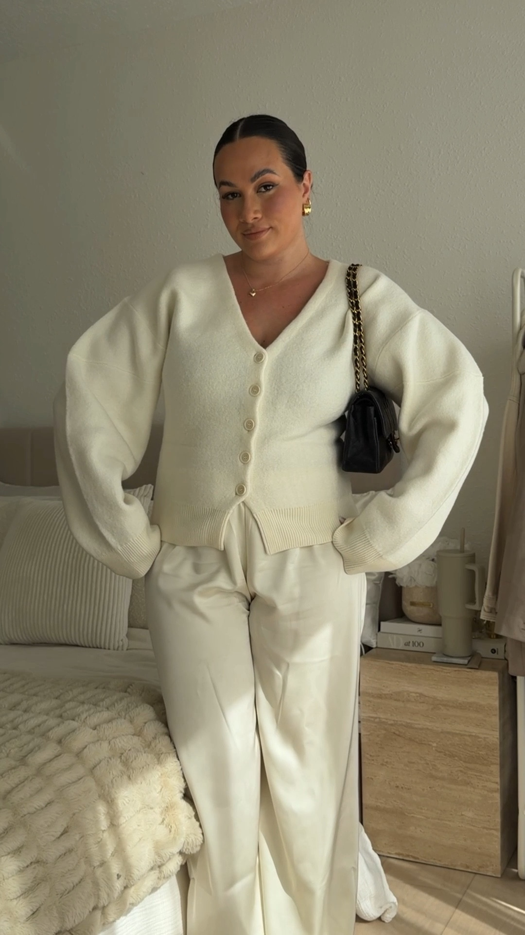 Comfy casual sweater outfit for spring - wearing my favorite silk pants from revolve! 

#LTKSeasonal #LTKgrwm #LTKootd