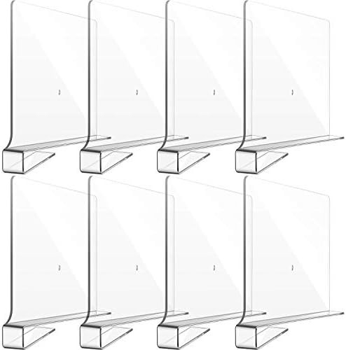 8 Pack Clear Acrylic Shelf Dividers for Closet, Wood Shelf Organizer, Multi-Functional Wood Close... | Amazon (US)