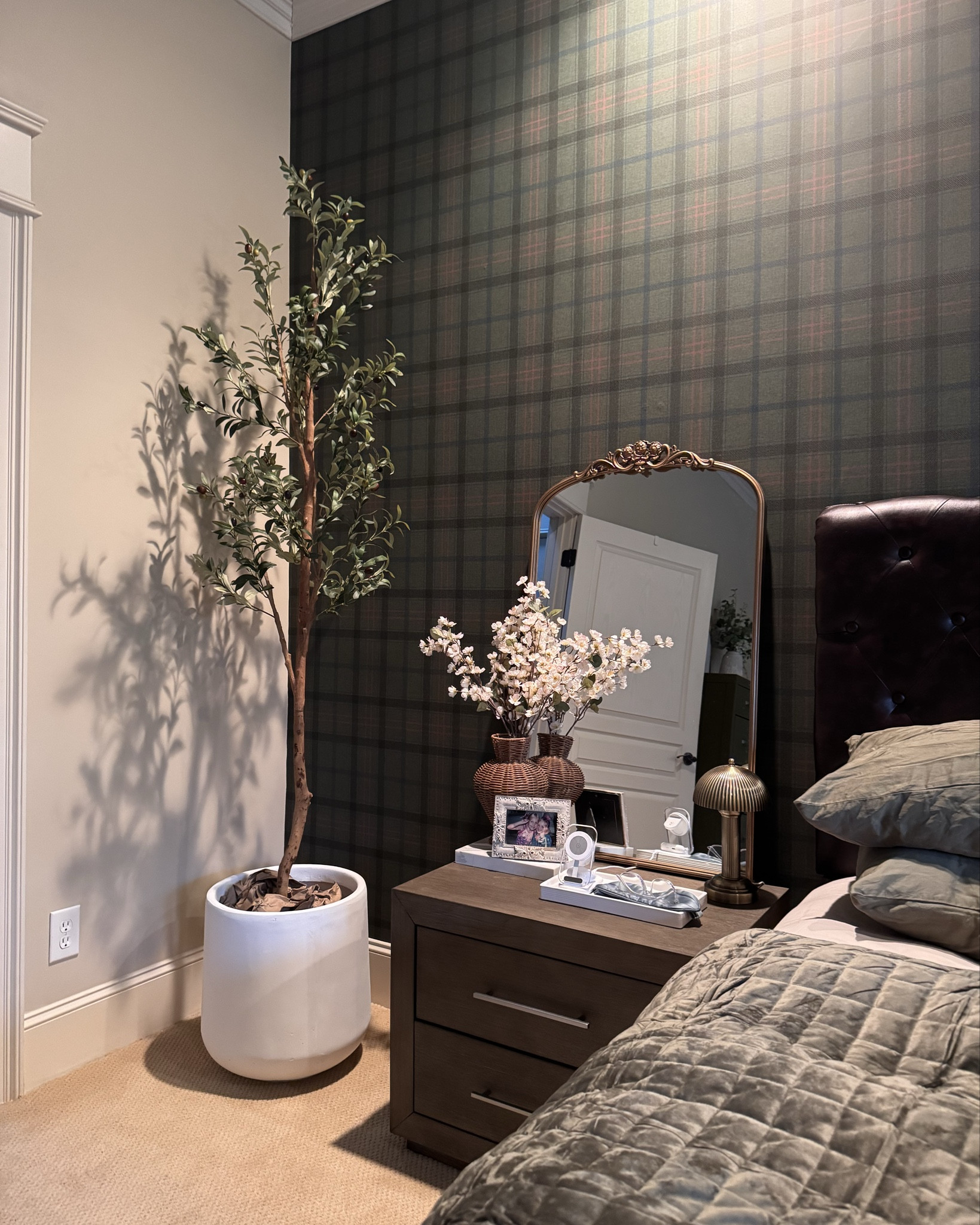 How beautiful is my new 7 ft olive tree and pot?! Tree is from Walmart and the pot is from Amazon. It fits perfectly in this corner of my bedroom. 

I also changed out my chocolate brown comforter for an olive green one. I’m in love! 

#Bedroomdecor #homedecor
#falldecor #fallvibes #bedroomdesigns

#LTKSeasonal #LTKHome #LTKFamily