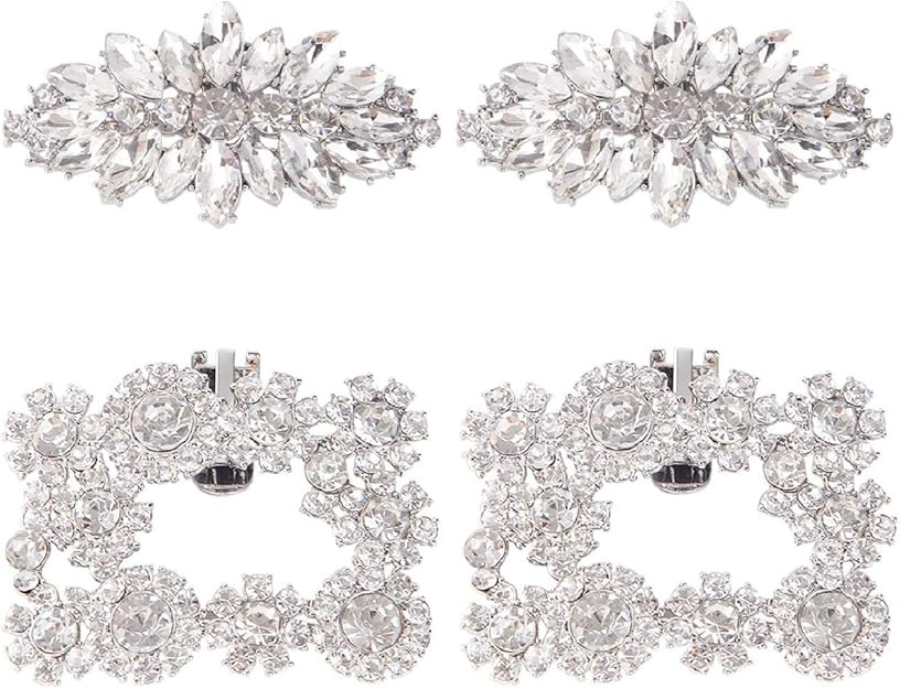 kilofly Elegant Rhinestone Crystal Metal Shoe Clips Wedding, Set of 2 Pairs | Amazon (US)