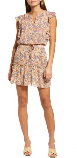 Socialite Floral Print Ruffle Minidress | Nordstrom | Nordstrom