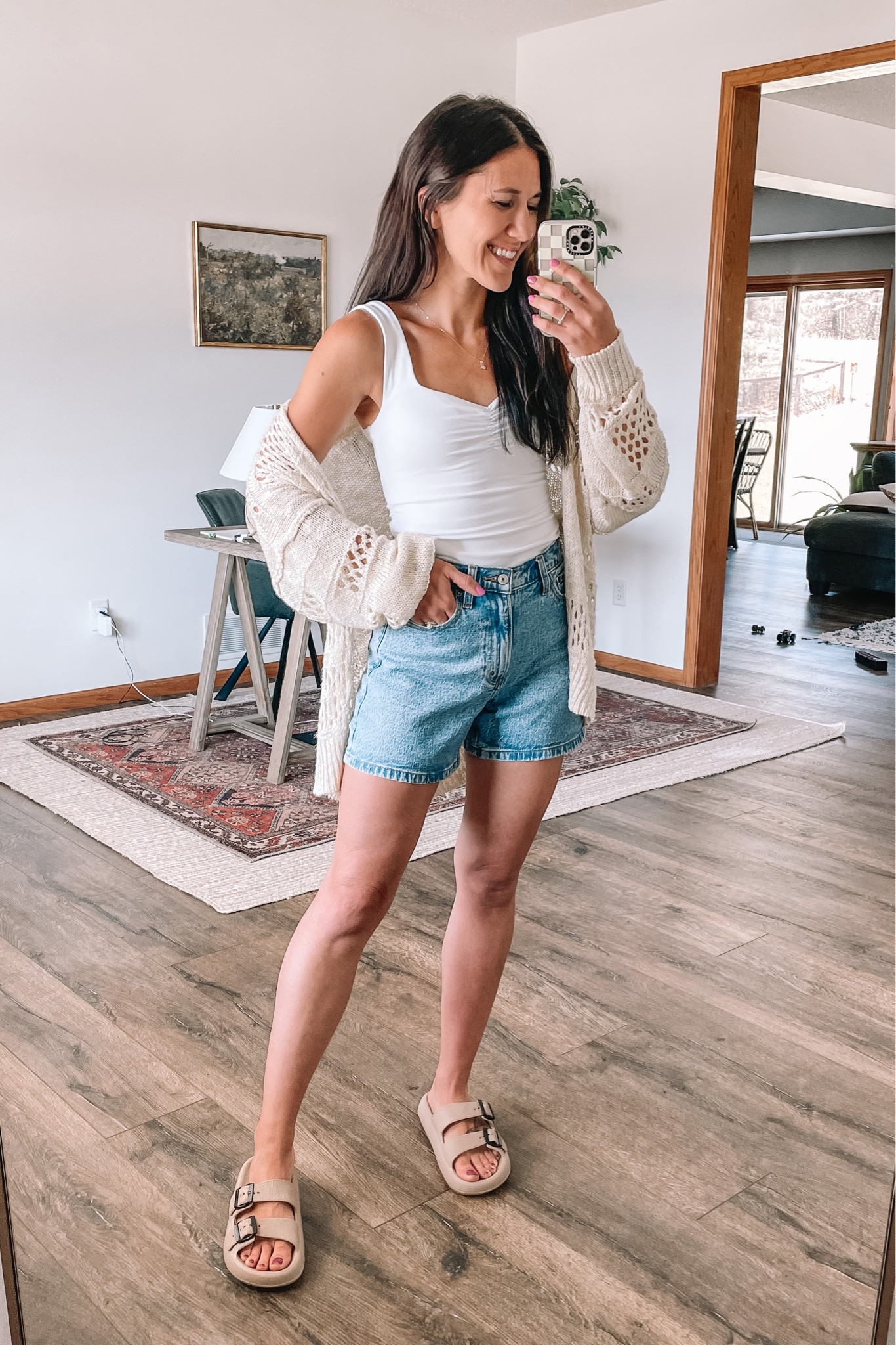 Abercrombie shorts, 26
White tank, xs
Oversized cardigan
Crochet cardigan 
Summer outfits 
Sandals 
Vacation outfit 
Summer outfit 
Denim shorts 

#LTKFind #LTKstyletip #LTKSeasonal