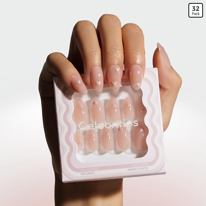 Celebritips Nail Art Press-Ons | Short Almond Nails, Reusable | 16 sizes - 32 Nails Kit with Supe... | Amazon (US)