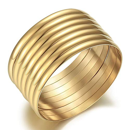 Amazon.com: Castillna 14K Gold Plated Gold Bangle Bracelets for Women, Set of 7 Pieces, 7.8 Inche... | Amazon (US)