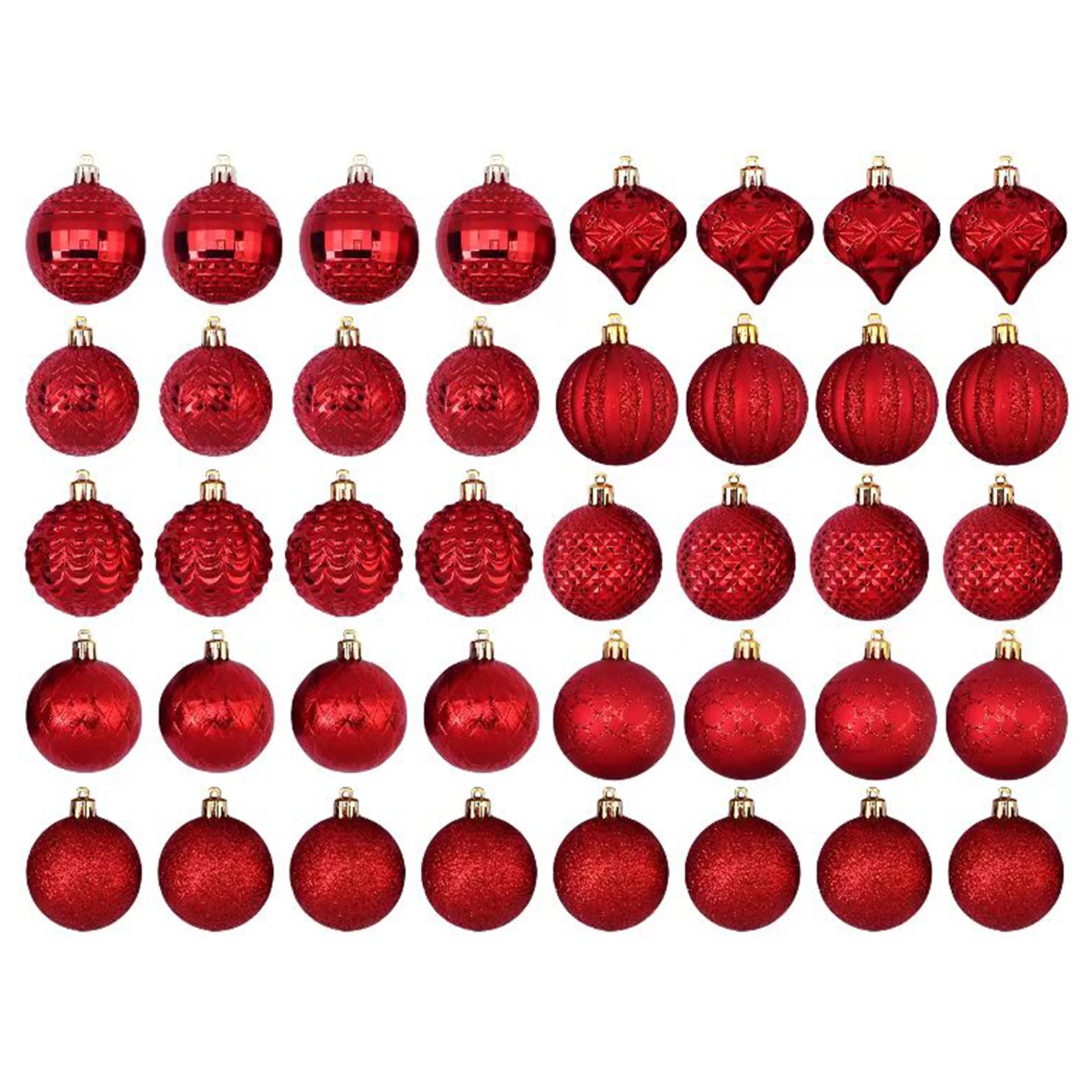 Brilliant Red Shatterproof Christmas Ornaments, 40 Count, by Holiday Time | Walmart (US)