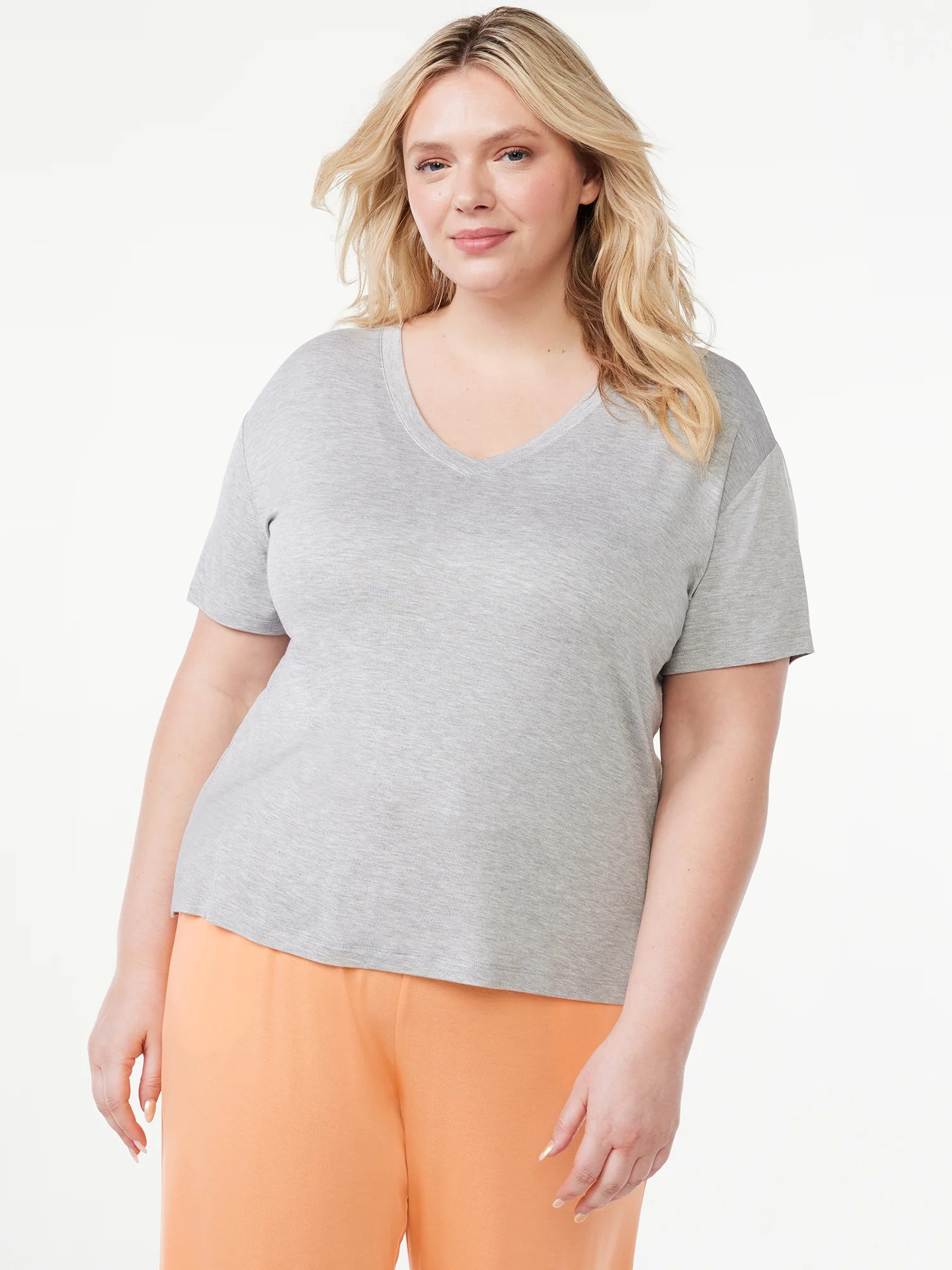 Joyspun Women's V-Neck Sleep T-Shirt, Sizes S to 3X - Walmart.com | Walmart (US)