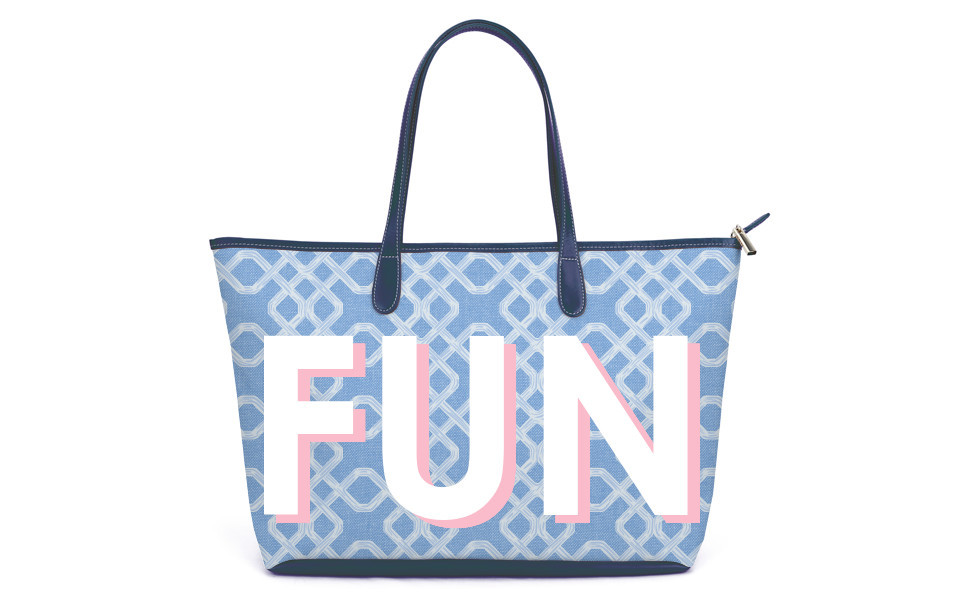 St. Anne Zippered Tote - Monogram Stripe | Barrington Gifts