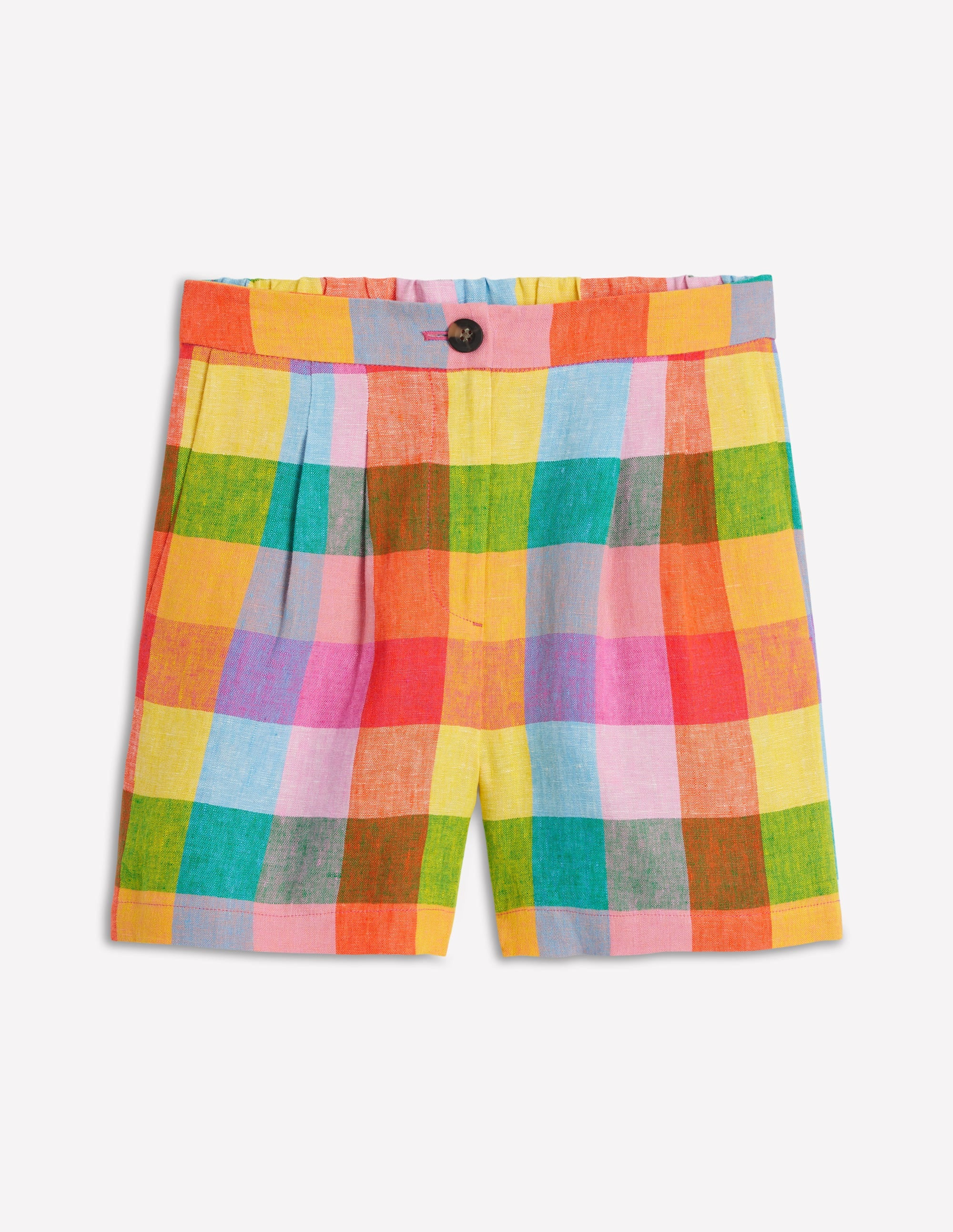 Dulwich Linen Shorts-Rainbow Multigingham | Boden UK