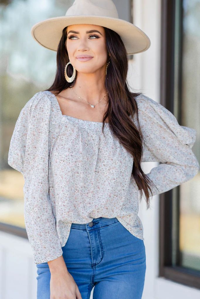 Living Your Best Life Sage Green Ditsy Floral Top | The Mint Julep Boutique