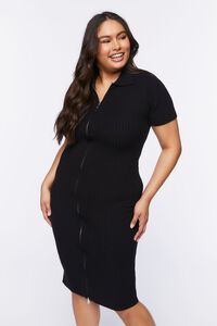 Plus Size Ribbed Zip-Up Midi Dress | Forever 21 | Forever 21 (US)