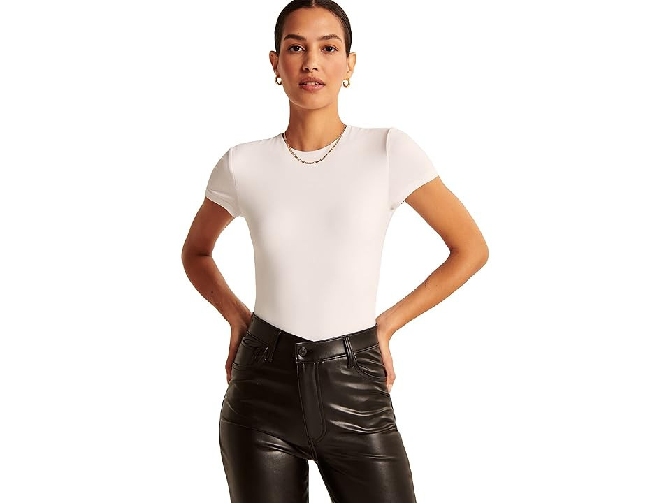 Abercrombie & Fitch Cotton Seamless T-Shirts Bodysuit Women's Jumpsuit & Rompers One Piece White : XL, Cotton/Elastane | Zappos