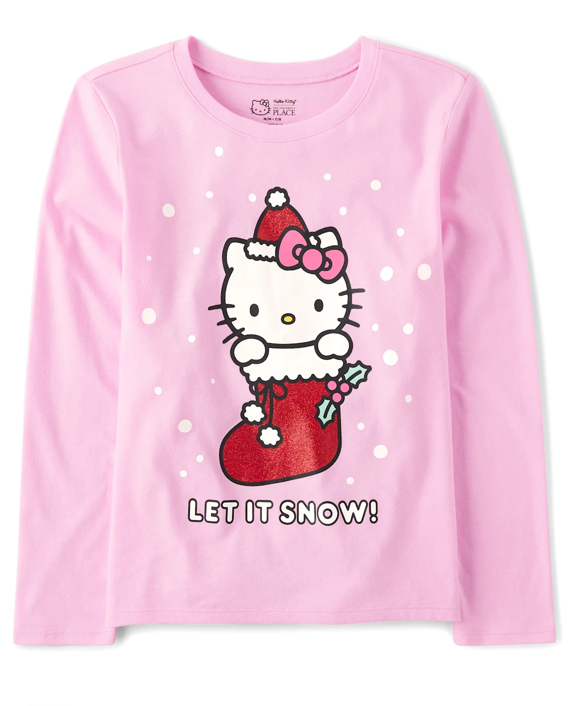 Girls Hello Kitty® Glitter Stocking Graphic Tee - pink | The Children's Place