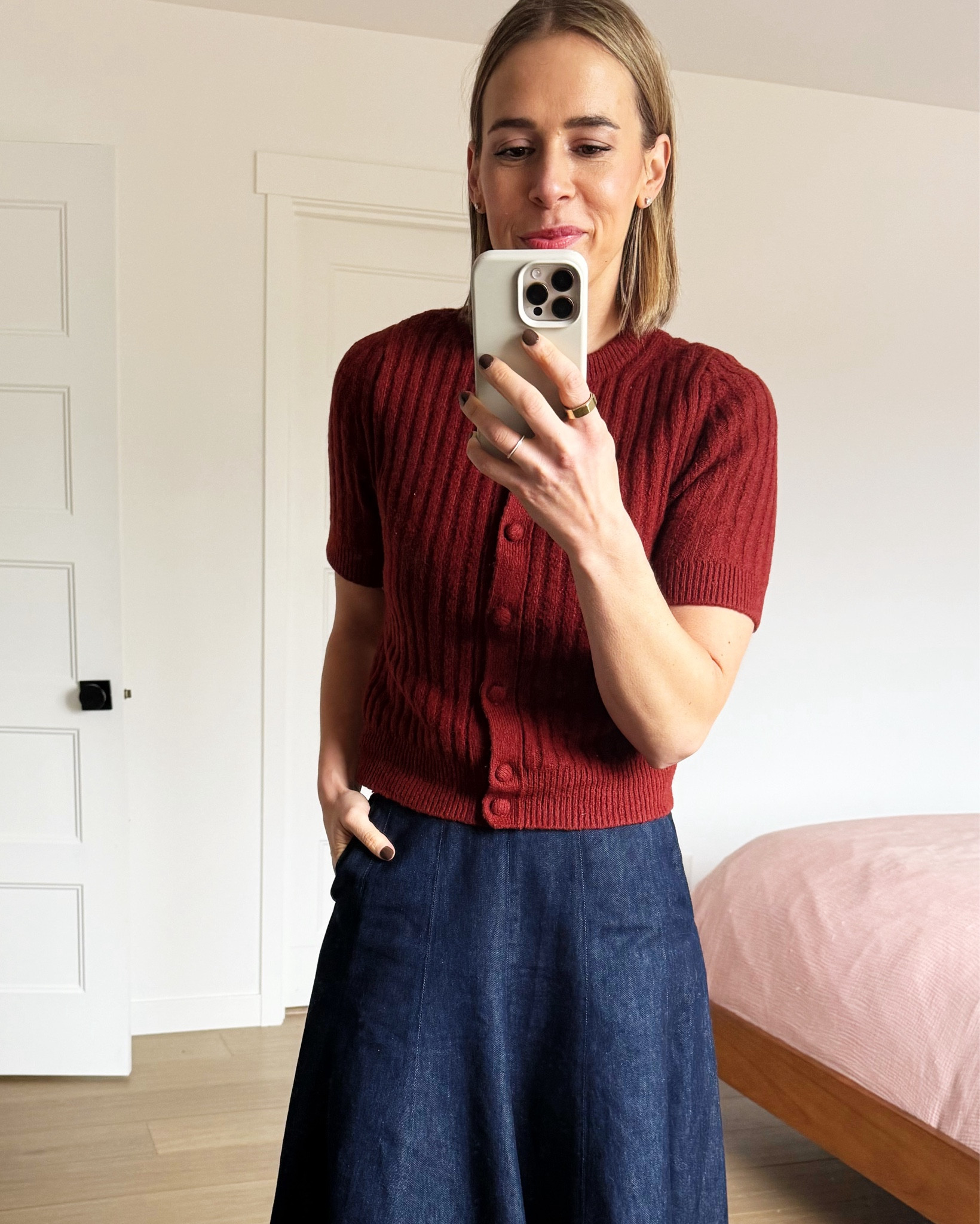 This skirt is so versatile! I can see myself wearing it in the summer too with sandals! And this sweater I couldn’t resist- such a good color. Wearing size 26 in skirt and small in sweater. 

#LTKSeasonal #LTKdayinmylife #LTKHoliday