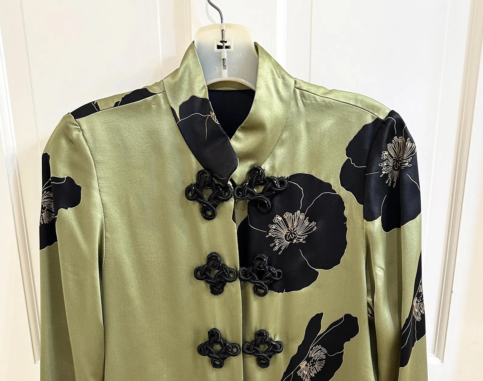 Green and Black Silk Mandarin-styled Women's Jacket Size 4 - Etsy | Etsy (US)