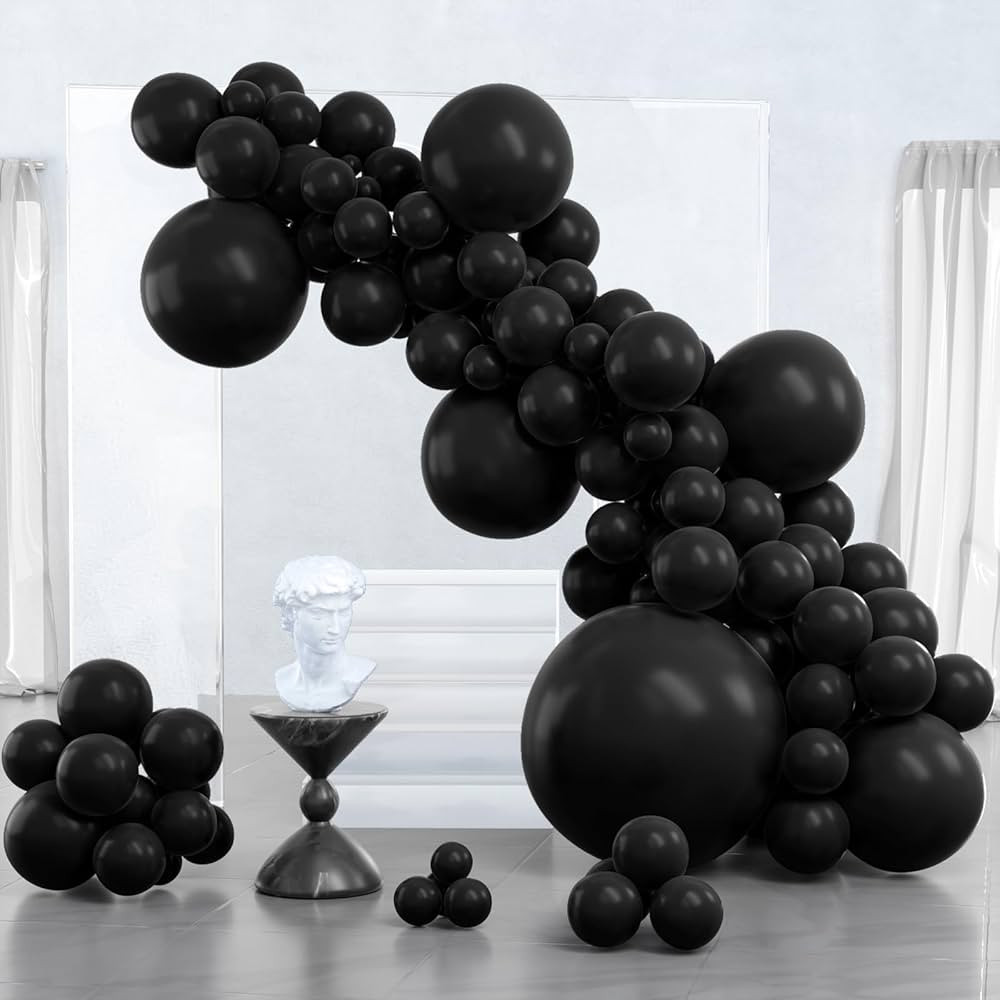 PartyWoo Black Balloons, 100 pcs Matte Black Balloons Different Sizes Pack of 36 Inch 18 Inch 12 ... | Amazon (US)