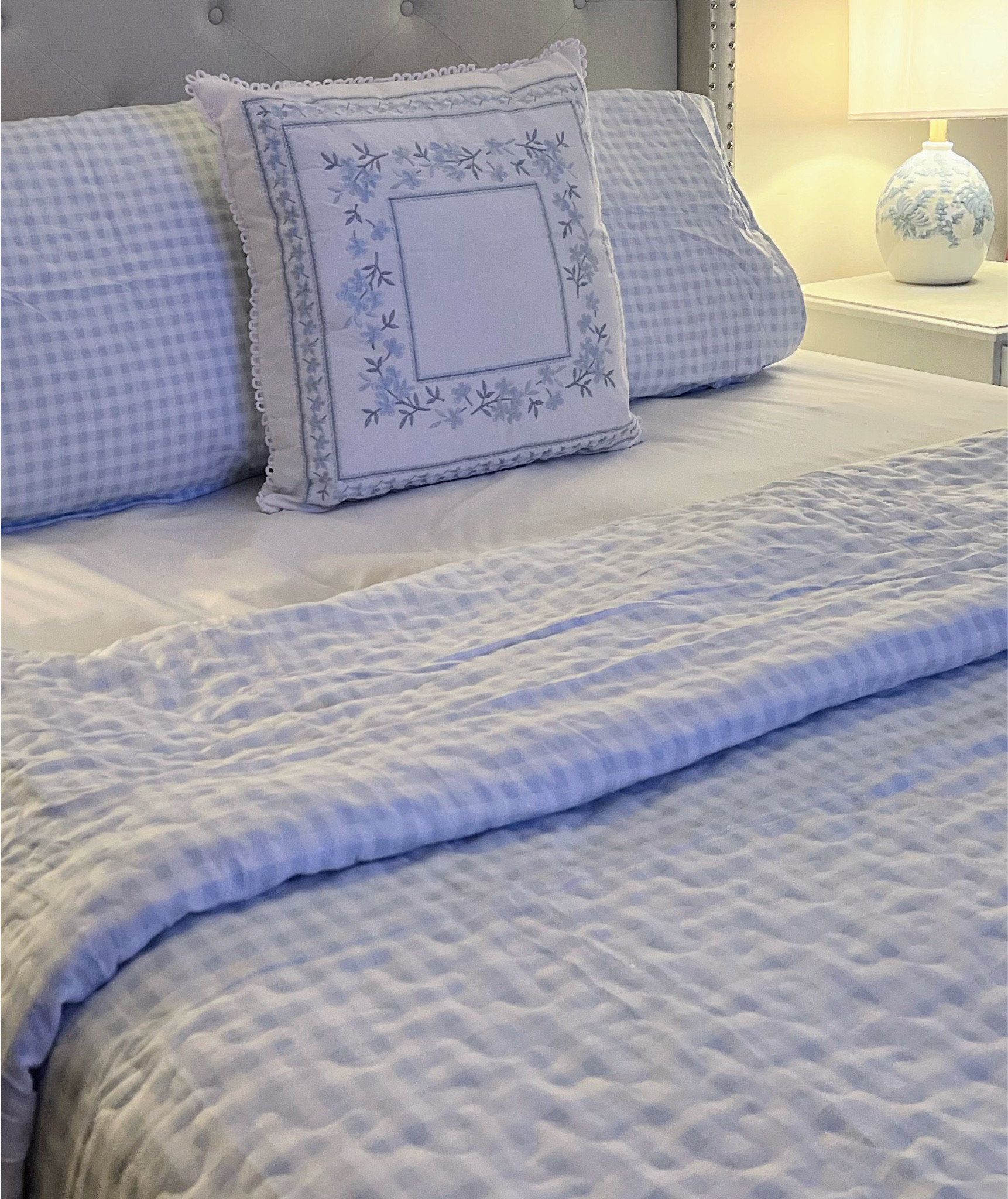 Beautiful blue gingham quilt with shams included 

#LTKHome