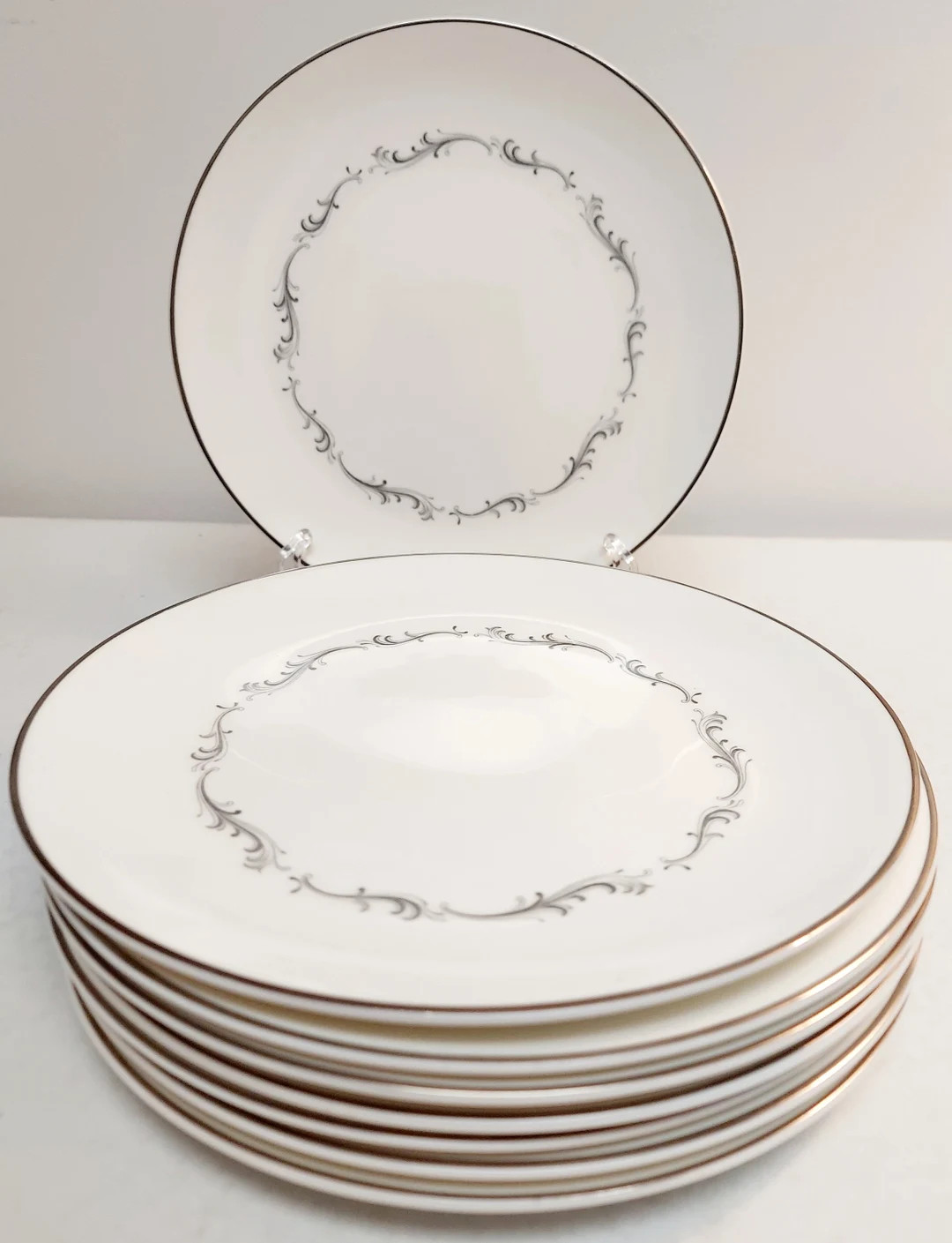 Vintage Royal Doulton Coronet Salad Plates Platinum Made in England Gray White Elegant | Etsy (US)