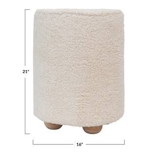 Round Cotton Sherpa Pouf with Pine Wood Feet | Michaels | Michaels Stores