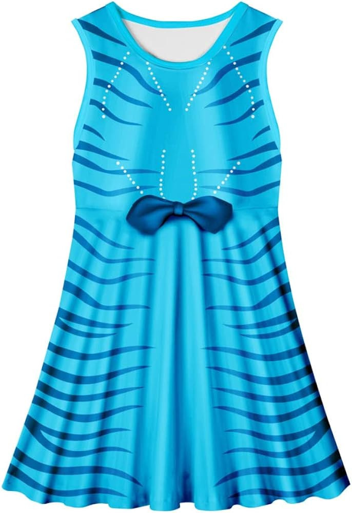 Little Girls Princess Dress Kids Cute Cartoon Pattern Ruffles Sleeve Dress 4-10 Years | Amazon (US)