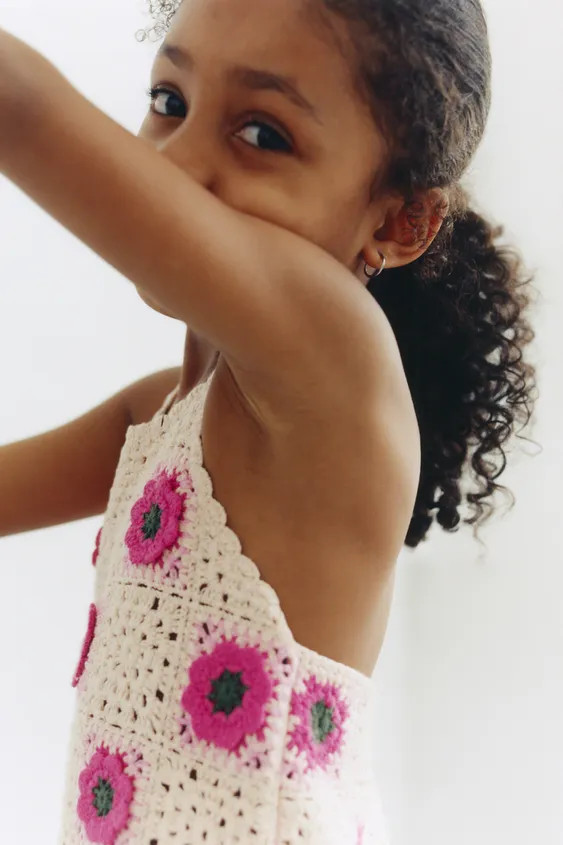 CROCHET KNIT FLORAL DRESS | Zara US