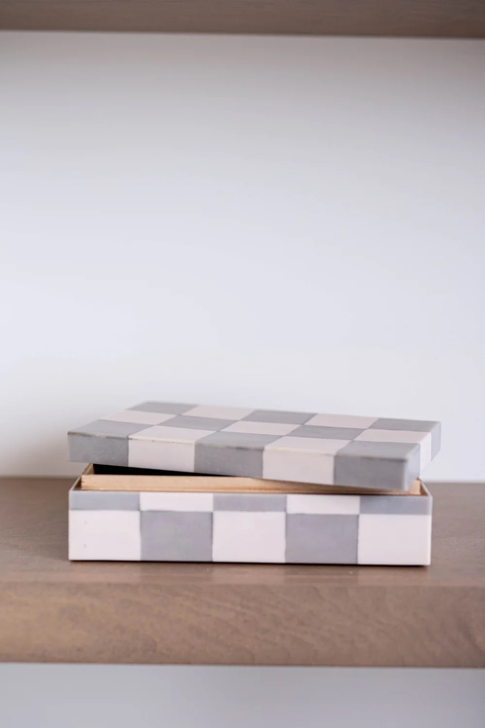 Checkered Gray & Off White Decor Box | Luxe B Co