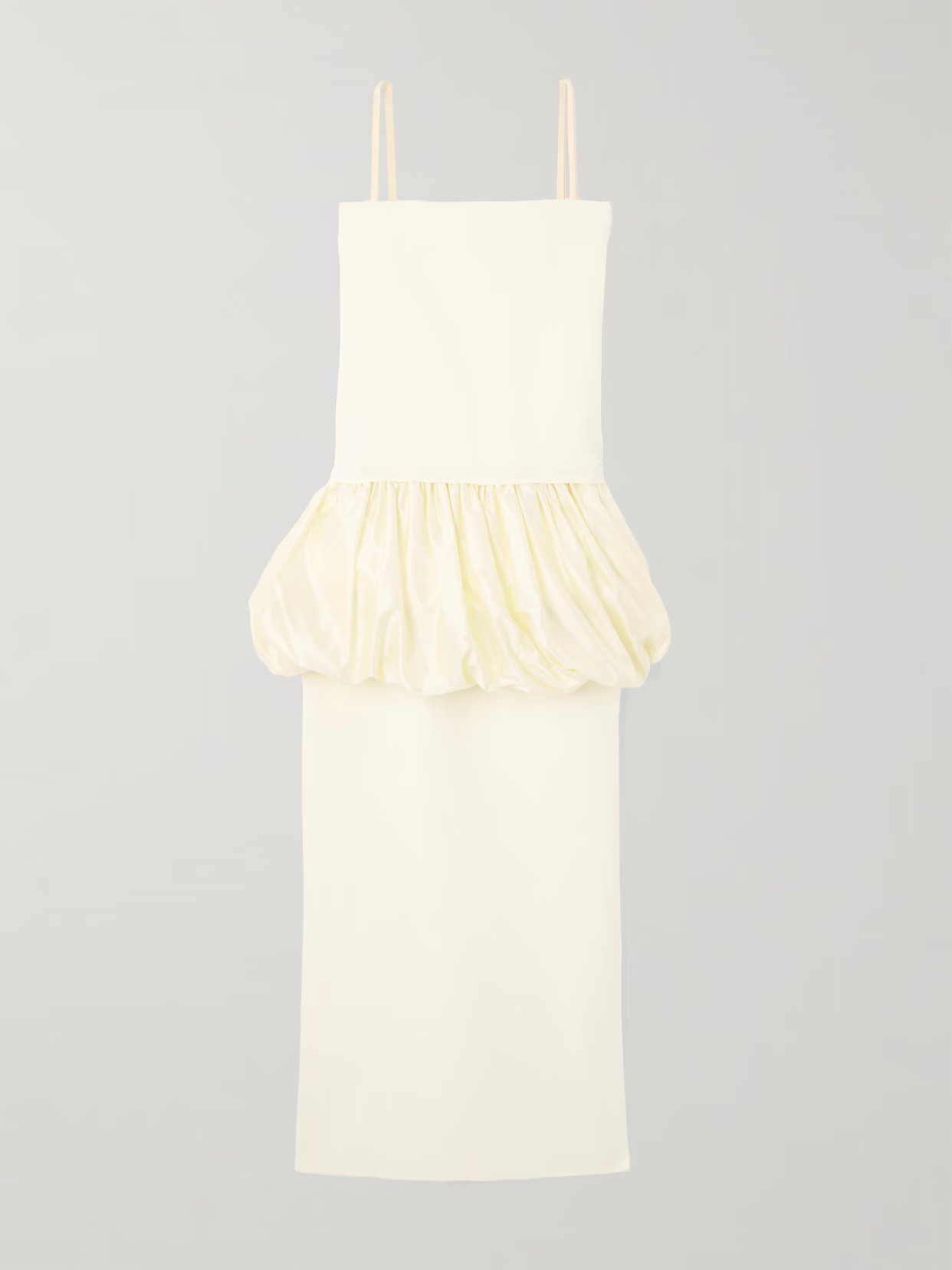 CARVEN - Layered Grain De Poudre Wool And Gathered Satin Gown - Cream - FR 34 | NET-A-PORTER APAC