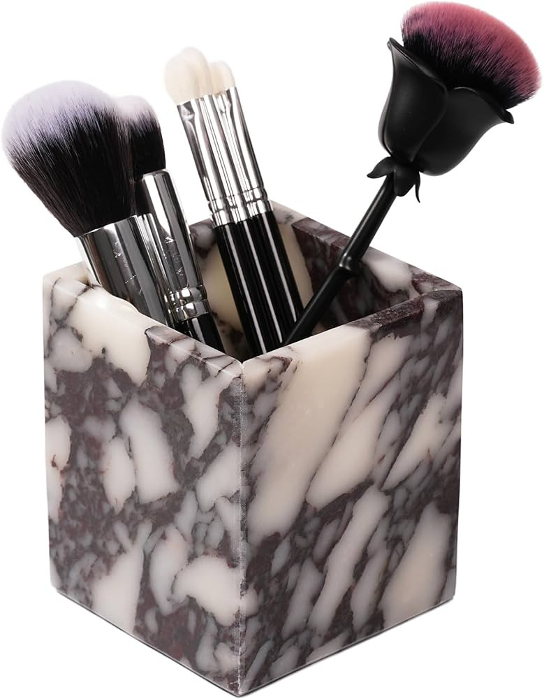 Marble Makeup Brush Holder - Viola Candle Toothbrush Cup For Bathroom Accessories, Decorative Pen... | Amazon (US)