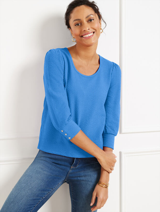 Textured Scoop Neck Tee | Talbots