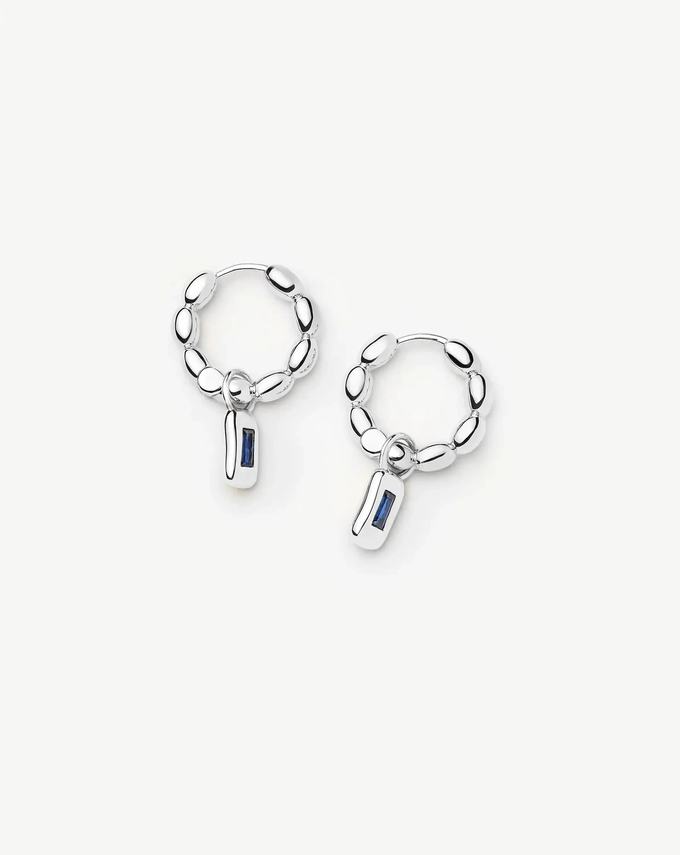 Molten Gemstone Charm Hoop Earrings in Silver | Missoma UK | Missoma UK