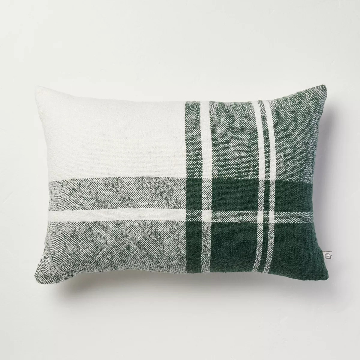 14"x20" Block Plaid Lumbar Throw Pillow Green/Cream - Hearth & Hand™ with Magnolia | Target