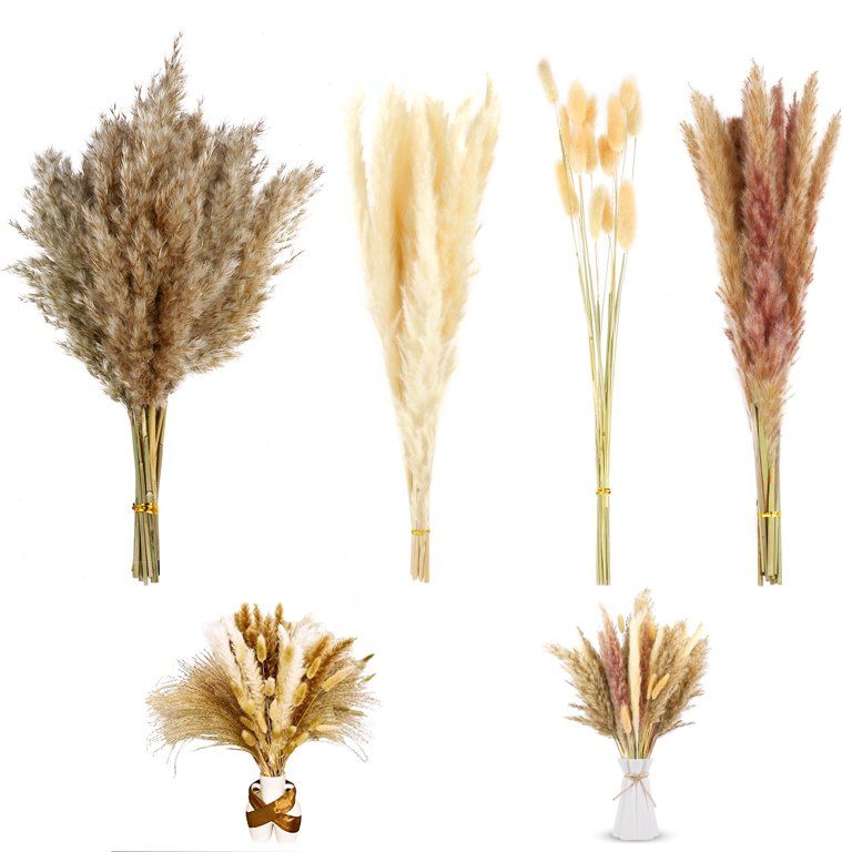 60pcs Dried Pampas Grass, EEEkit 17.7'' Tall Pampas Grass Fluffy Dried Pompous Grass for Wedding ... | Walmart (US)