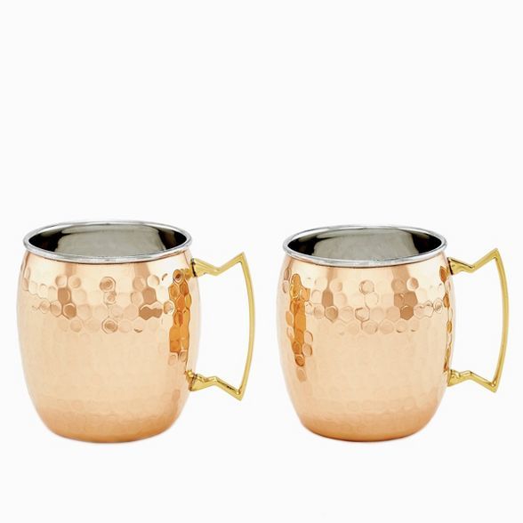 Old Dutch 16oz 2pk Stainless Steel Hammered Moscow Mule Mugs Copper | Target