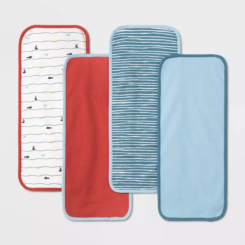 Baby Boys' 4pk Sweet Seaside Burp Cloth - Cloud Island™ Blue | Target