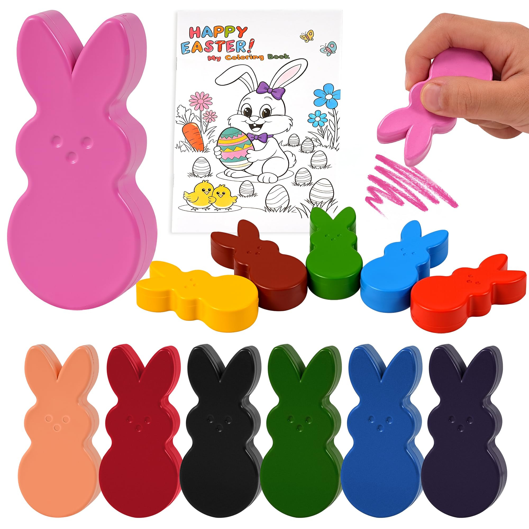 Easter Basket Stuffers for Toddler，12 Colors Non-Toxic Washable Bunny Rabbit-Shaped Crayons for... | Amazon (US)