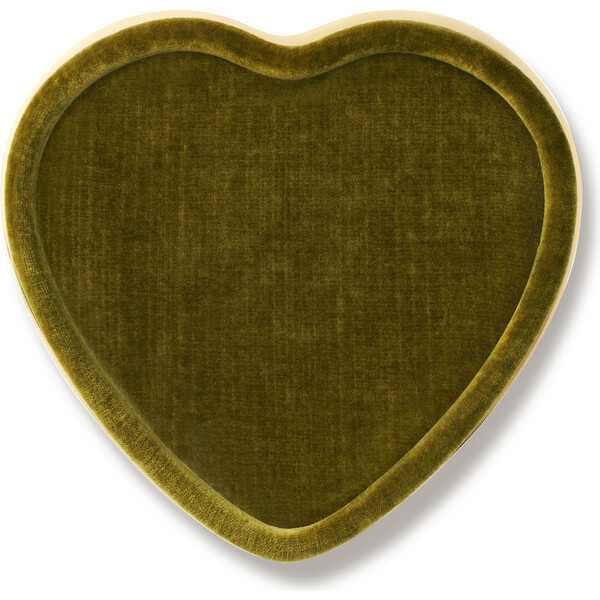 Valentina Velvet Heart Tray, Moss | Maisonette