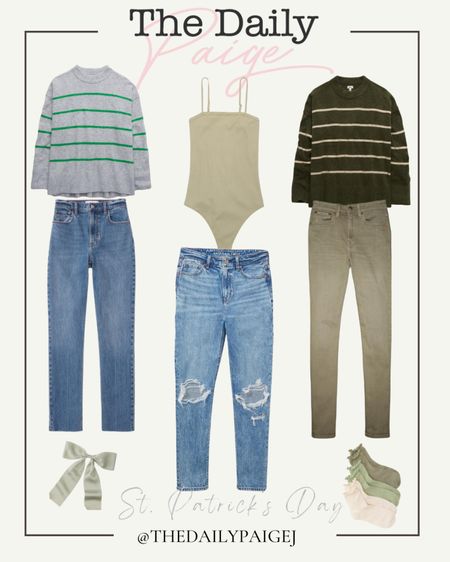 St. Pattys day is almost here! Here are some great green picks to celebrate March 17th! I love these green jeans or this striped sweater from Aerie, which will be my go to st. Patrick’s day outfit this year! Also, how cute is this green bow for your hair? Hurry! Get your St. Pattys day outfit before Sunday! 

St Patrick’s day Outfit, spring outfit, denim, striped sweaters, Green Putfit

#LTKfindsunder50 #LTKsalealert #LTKSeasonal