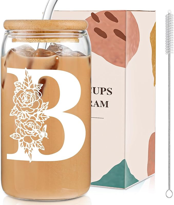 DWTS DANWEITESI Gifts for Holidays,Birthday Gifts for Women,Personalized Initial Glass Cup as Ice... | Amazon (US)
