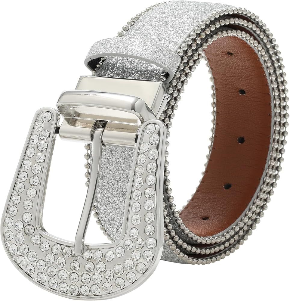 AWAYTR Rhinestone Reversible Belt for Women - Western Vintage Bling Cowgirl Leather Sequin Belt f... | Amazon (US)