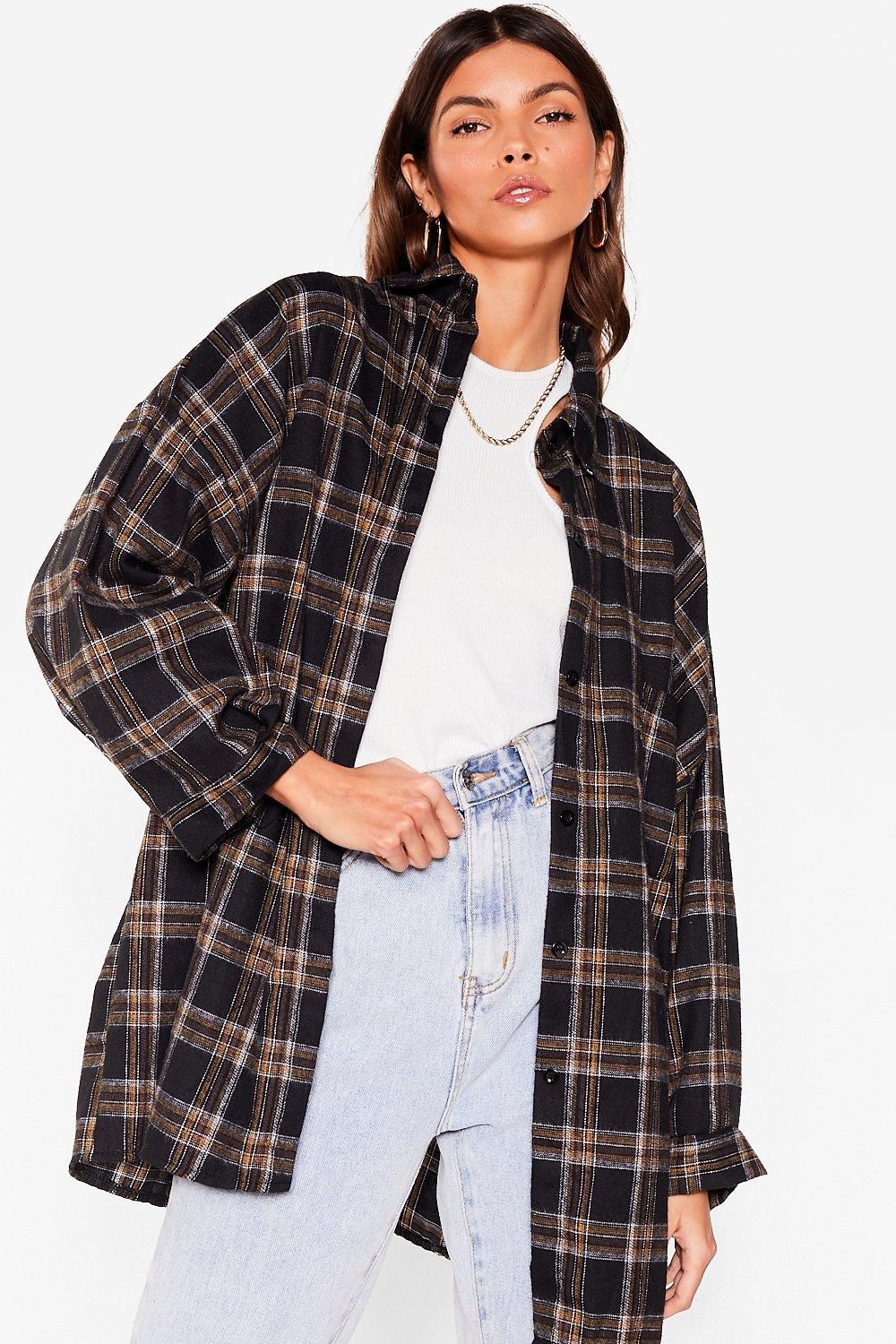 Pocket Oversized Button Down Check Shirt | Nasty Gal (US)