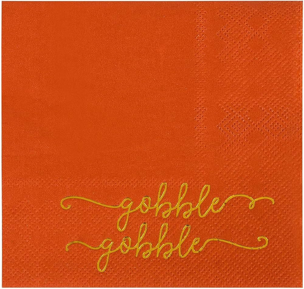BLUE PANDA 50 Pack Thanksgiving Cocktail Napkins Party Supplies Table Decorations, Gobble (5 x 5 ... | Amazon (US)
