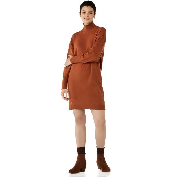 Free Assembly Women's Lightweight Turtleneck Sweater Dress | Walmart (US)