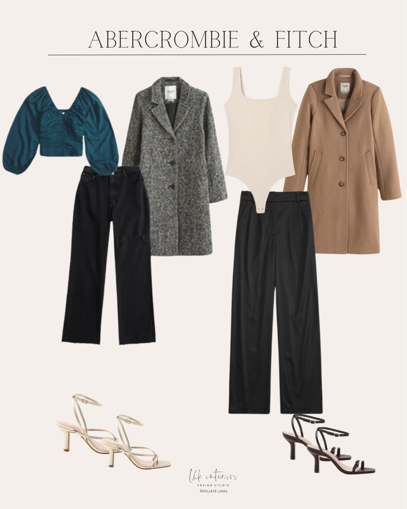 Abercrombie & Fitch
Cotton-blend seamless fabric tank bodysuit / wool-blend dad coat / curve love high rise 90s relaxed jean / strappy heel / textured dad coat / long sleeve sheer cotton cinched top / tailored relaxed straight pant 

#LTKHoliday #LTKparties