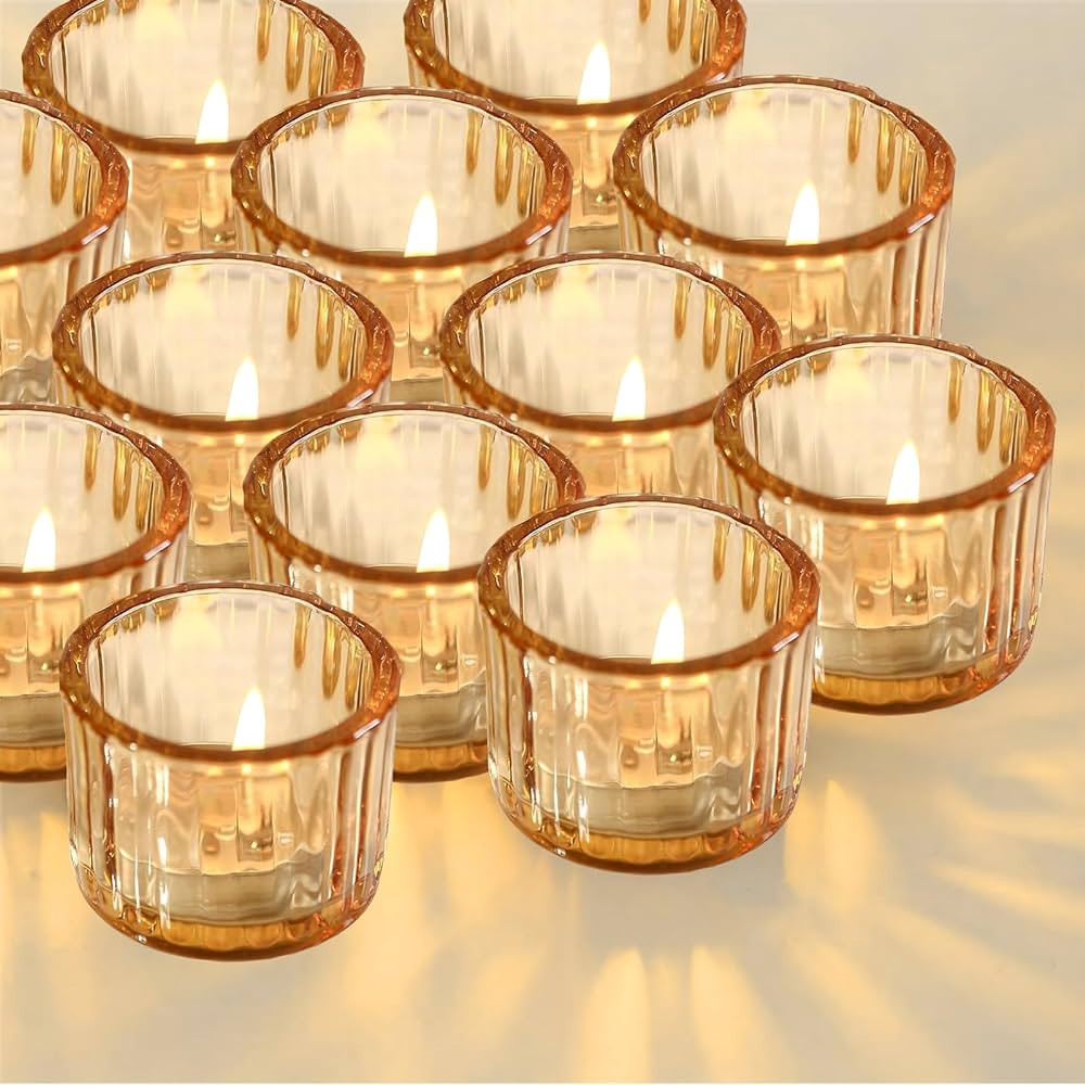 Votive Candle Holder - Glass Tea Light Candle Holder, Glass Candle Holder for Wedding Decor, ... | Amazon (US)