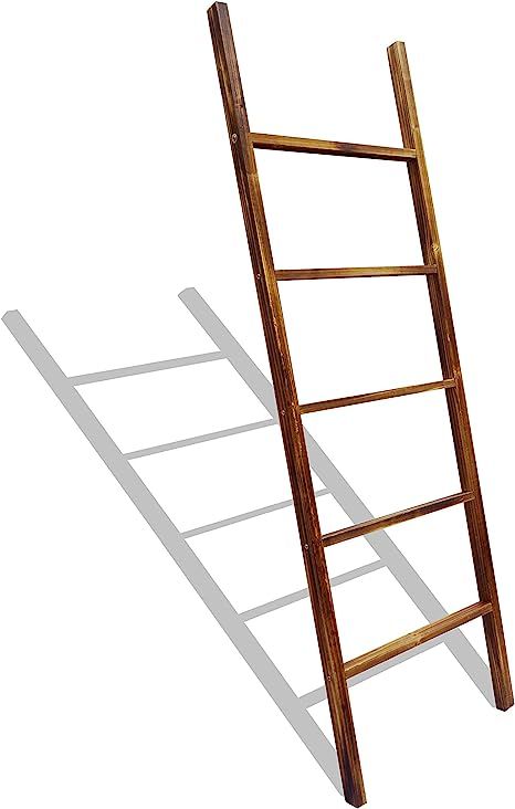 Allmark Wood Blanket Ladder - Wall-Leaning 5 Foot Decorative Ladder for Blankets - Rustic Farmhou... | Amazon (US)